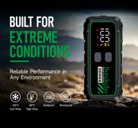 Démarreur de voiture portable 1600A 59.2Wh à charge rapide, affichage LCD, lampe de poche d'urgence, batterie lithium 12V, compatible essence 7L et diesel 5L