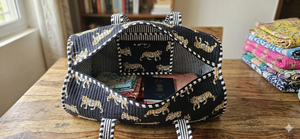 Bolsa de Lona Negra Le Souvenirs, de Lujo, Casual, Hecha a Mano, con Estampado de Leopardo, de Algodón, con Correa Desmontable, Duradera, Ecológica, de Gran Capacidad - Product Image 2