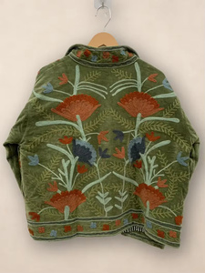 Blouson Bomber en Velours Brodé à Motifs Floraux Réversibles Style Vintage – Écologique, Coupe-Vent, Respirant, en Coton pour l'Hiver (Vente en Gros) - Product Image 2