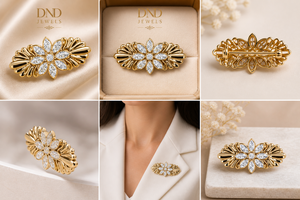 Broche florale en diamant en or jaune |   Épingle à fleurs de luxe - Product Image 3