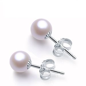 Boucles d'oreilles rondes en argent 925 avec perle d'eau douce, petite bourgeoise, cadeau de vacances, design élégant et discret - Product Image 2