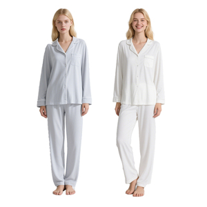 Women's Custom 1-Piece <b>Viscose</b> Knitted Sleepwear Lounge Wear Set Long Sleeve V-neck Elastic Waist Breathable Summer Spring Soft - Product Image 5