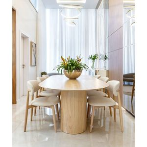 Juego de Mesa de Comedor de Madera de Teca Moderna, Silla Tapizada Estilo Escandinavo, Muebles de Lujo para Hotel o Villa - Product Image 2
