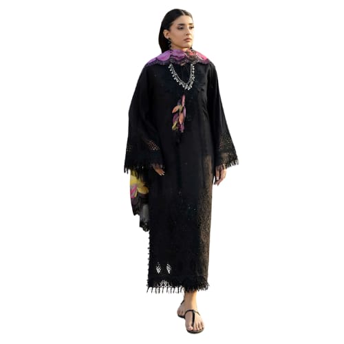 white christmas dresses Gul Ahmed Black & White Printed Lawn Unstitched 3Pc Suit B-32028