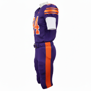 Conjunto de Uniforme de Fútbol Americano Personalizado, Morado y Naranja, Sublimado, Transpirable, Ajustado, Jersey y Pantalones para Hombre, Número 94 - Product Image 5