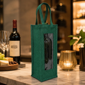 Sac cadeau en jute teint laminé avec logo personnalisé et fenêtre transparente en PVC 13x36x13 cm Vente en gros OEM ODM Exportateur de marques privées - Product Image 5
