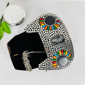 Embrague de fiesta con cuentas de plata antigua, arcoíris multicolor, escultura pulida moderna, bolso de hombro de Metal hecho a mano, artesanías de Metal - Product Image 2