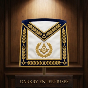 Delantal Masónico Azul Marino Hecho a Mano Personalizado con Bordado de Compás y Escuadra en Hilo Dorado, Suministros para Logia Masónica - Product Image 5