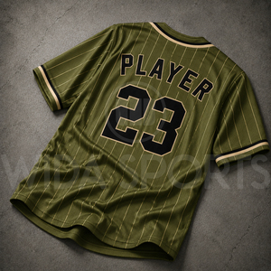 Maillot de baseball personnalisé Wida Sports pour homme, impression sublimée, 100 % polyester, col en V, manches courtes, uniforme rayé, coupe régulière adulte - Product Image 5