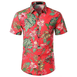 เสื้อเชิ้ตและกางเกงขาสั้นลายพิมพ์สำหรับผู้ชาย ผ้าฝ้าย 100% สไตล์ลำลองสำหรับฤดูร้อน วันหยุดพักผ่อน ชายหาด ลายดอกไม้แบบฮาวาย - Product Image 3