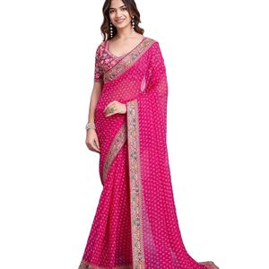 Último diseñador Faux Georgette bordado impreso encaje Saree por FabZone - Product Image 1
