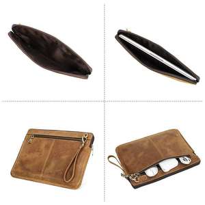 14 Inch Laptop Bag Vintage Genuine Leather Zipper Handheld Protective <b>Case</b> Classic Protective Cover <b>for</b> Laptops - Product Image 6