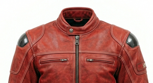 Blouson de moto d'hiver rouge en similicuir avec protections d'épaule, veste de tourisme zippée, OEM - Product Image 2