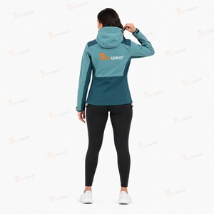 Veste de ski en polaire pour femme, personnalisée, à blocs de couleur, manches longues, col à capuche, fermeture éclair, imperméable, respirante, coupe-vent, hiver - Product Image 5