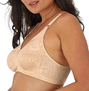 Sujetador sin Varillas para Mujer, Copa Completa, con Encaje Floral, Tirantes Ajustables en Y, Material Spandex/Algodón - Product Image 1