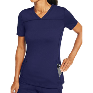Conjunto de Uniforme Médico para Mujer, Transpirable, Elástico, de Pierna Recta, Manga Corta, Color Gris Púrpura, Funcional, para Lavandería - Product Image 4
