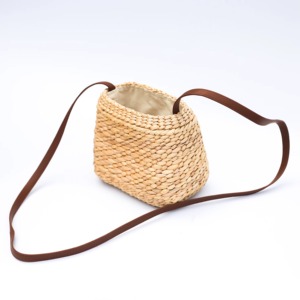 Hand-Woven <b>Straw</b> and Water Hyacinth <b>Bag</b> - Fashionable Oval Shape - Handmade Crossbody <b>Bag</b> with Canvas Lining and Drawstring - Product Image 1