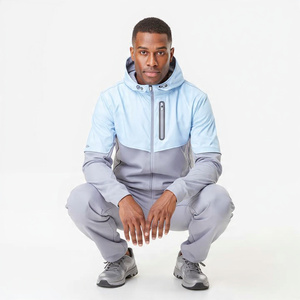 Conjunto Deportivo de 2 Piezas para Hombre, Chaqueta con Capucha y Pantalones Ajustados, Bloques de Color, Resistente al Viento, Repelente al Agua, Elástico en 4 Direcciones, para Correr y Entrenar - Product Image 6