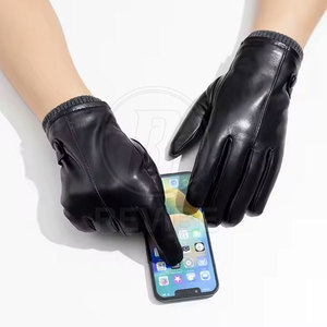 Premium Quality Winter Daily Use Plain <b>Touch</b> <b>Screen</b> Leather <b>Gloves</b> with Fur Lining Wholesale Price for Online Sale - Product Image 6