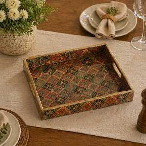 Ensemble de 3 plateaux de rangement rectangulaires en MDF laqué Meena, résistants au lave-vaisselle, faciles à nettoyer, design moderne pour la table - Product Image 5
