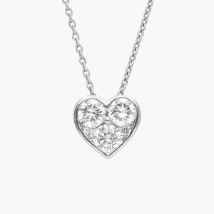 Diamond Cluster Heart Pendant <b>Necklace</b> with 0.5 CTW Round Cut Diamonds in White Gold - Product Image 3