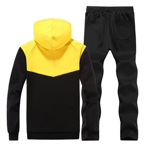 ชุดเซ็ตสีดำและสีเหลือง 2 ชิ้น เสื้อผ้าผู้ชาย โพลีเอสเตอร์ สำหรับผู้ชาย ชุดวอร์ม โลโก้สั่งทำ ผ้าเทคฟลีซ ชุดออกกำลังกายผู้ชาย - Product Image 2