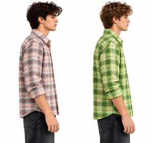 Chemise en flanelle à carreaux pour homme, manches longues, 100% coton, col boutonné, décontractée, pour le printemps - Product Image 3