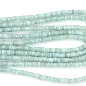 Cuentas Heishi Facetadas de Aguamarina Musgosa: Cuentas de Piedra Preciosa en Forma de Rueda de 5-7mm - Product Image 4