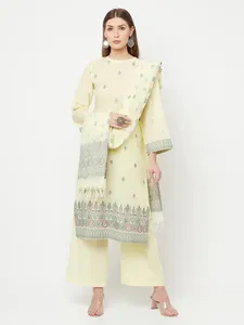 Vente en gros de tissu pour robe de femme Safaa en coton biologique non cousu avec dupatta, vêtements traditionnels indiens et pakistanais pour femmes - Product Image 1