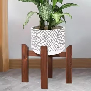Maceta Moderna de Madera con Soporte, Diseño Minimalista para Plantas Verdes de Interior, Soporte de Madera para Plantas de Escritorio - Product Image 3