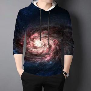 เสื้อฮู้ดดี้พิมพ์ลายกาแล็กซี่สำหรับผู้ชาย ทรงปกติ ซิปหน้า สวมใส่สบาย พิมพ์ลายแบบซับลิเมชั่น ผ้าโพลีเอสเตอร์ถัก สไตล์ฤดูใบไม้ร่วง - Product Image 1