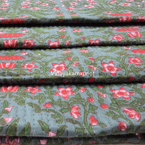 ผ้าฝ้ายทอแบบถักนิตติ้งลายดอกไม้สีเขียวชมพู  แบบกลับด้านได้  เป็นมิตรกับสิ่งแวดล้อม ระบายอากาศได้ดี น้ำหนักเบา เหมาะสำหรับเย็บผ้าห่ม - Product Image 5