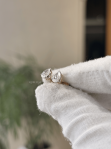 1.04 CTW Dainty Pear Shaped Lab Created Diamond Droplet <b>Post</b> <b>Earrings</b> • 14K Genuine Yellow Gold Minimalist Bridal Studs - Product Image 2