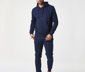 Ensemble de survêtement pour homme en coton et polyester avec logo personnalisé, sweat à capuche zippé à manches longues et pantalon, séchage rapide, respirant - Product Image 1