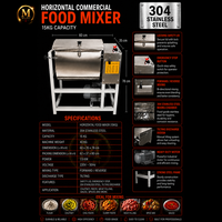 Mélangeur Alimentaire Commercial Horizontal Robuste de Qualité Supérieure, Capacité 15 kg, Mélangeur à Ruban en Acier Inoxydable, Moteur 1,5 kW pour Poudre et Pâte