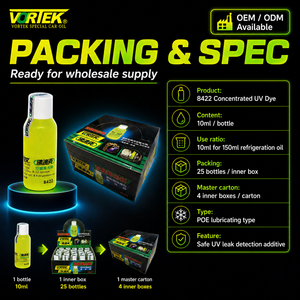 น้ำยาตรวจจับรอยรั่ว UV แบบเข้มข้น VORTEK VK8422 ขนาด 10 มล. สำหรับระบบปรับอากาศ ผสมกับน้ำมันทำความเย็น (อัตราส่วน 10 มล. ต่อ 150 มล.) ใช้งานได้ 5 ปี - Product Image 4
