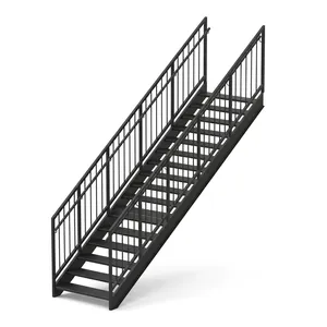 Escalera Recta Industrial de Metal con Barandilla de Acero para Uso Exterior, Diseño Duradero - Product Image 5