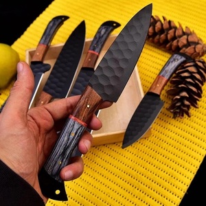 Juego de Cuchillos de Chef Hechos a Mano con Hoja Negra Martillada y Funda de Cuero, Cuchillos de Supervivencia y Caza A&M Enterprises - Product Image 2