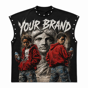 Débardeur personnalisé imprimé DTG, 100% coton jersey, tissu doux écologique, t-shirt sans manches vintage unisexe, vente en gros OEM - Product Image 1