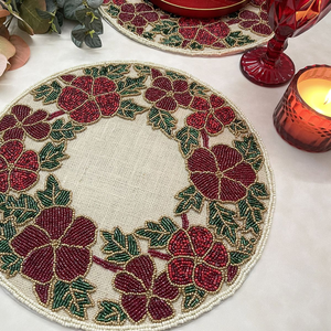 Handmade Needlework Beaded Round Placemat Luxury Bead Table <b>Mat</b> for Dining Table Decor - Product Image 6