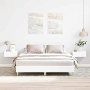 Cadre de lit en bois d'ingénierie blanc, 2 pièces, 59,84 x 79,92 pouces, lits en bois durables - Product Image 4