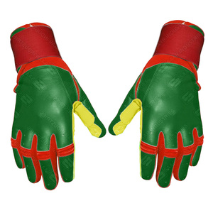 Gants de frappe SAAR INDUSTRIES vert jaune rouge en cuir PU avec fermeture auto-agrippante, support de poignet durable, ambidextres, unisexe adulte - Product Image 3