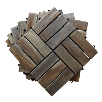 Plancher en bois d'acacia traditionnel minimaliste, motif damier noyer, 12 lattes, revêtement PE pour terrasses de centres commerciaux
