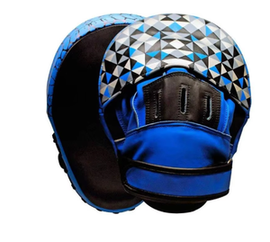 Casque de boxe à motif géométrique bleu en PU avec fermeture élastique réglable, équipement de protection unisexe pour adultes - Product Image 1