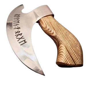 Hacha de Pizza Burraq Hecha a Mano con Acero al Carbono, Mango de Madera de Palisandro, Funda de Cuero, Hoja de 5 Pulgadas, para Camping y Actividades al Aire Libre - Product Image 1