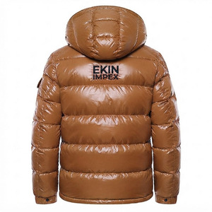 Blouson matelassé tendance marron brillant pour homme, en duvet, chaud, imperméable, pour l'hiver et les activités de plein air, séchage rapide, prix usine - Product Image 2