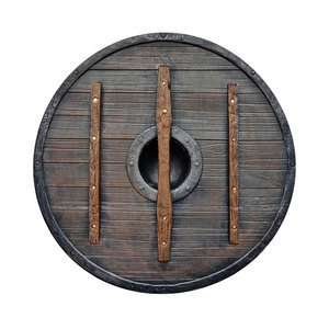 Bouclier Viking Traditionnel en Bois, Design Nordique Fait Main, Idéal pour Costume Historique et Décoration Intérieure - Product Image 1