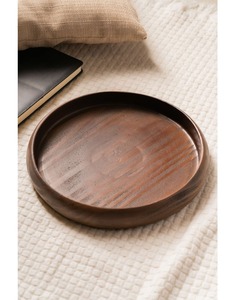 Plateau de service rond en bois, best-seller, motif zèbre peint à la main, avec poignées, vaisselle nordique - Product Image 4