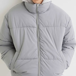 Casual Wear Light Grey Winter Seasonal Bubble <b>Jacket</b> Stand <b>Collar</b> Bubble <b>Jackets</b> for Men Long Sleeves Zipper Men Bubble <b>Jacket</b> - Product Image 2