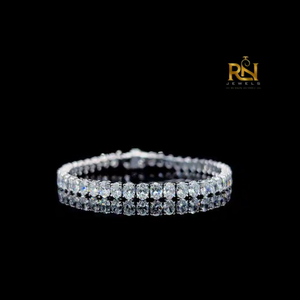 Oval Lab Grown Diamond Tennis Bracelet Four Prong Link Chain Bracelet 9K 14K 18K <b>Solid</b> <b>Gold</b> Fine Jewelry - Product Image 4